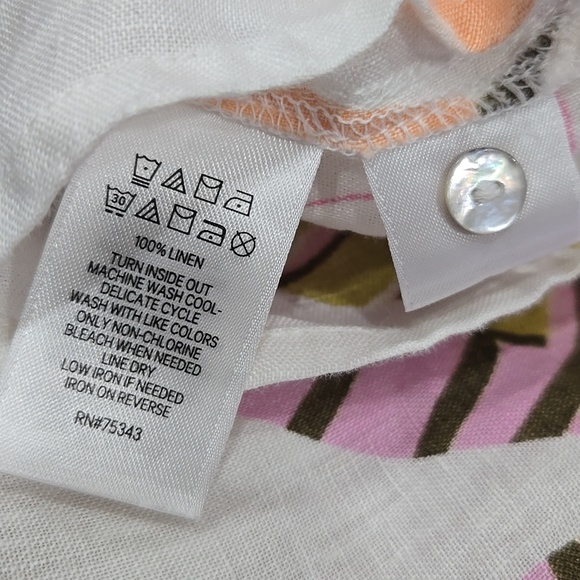 Cynthia Rowley 100% Linen Tropical Print Buttin Down Camp Shirt Size M  Resort - Picture 11 of 12